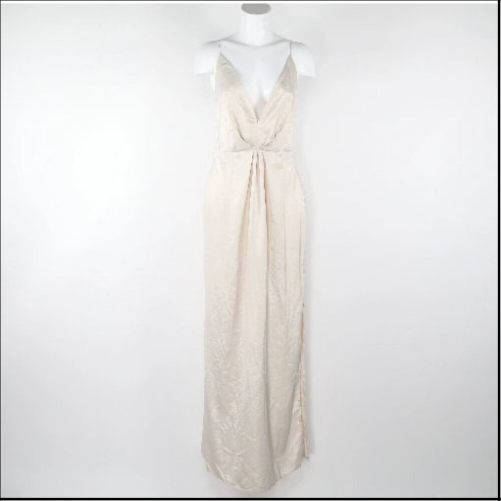 Misguided Cream Floor Length Evening Gown
